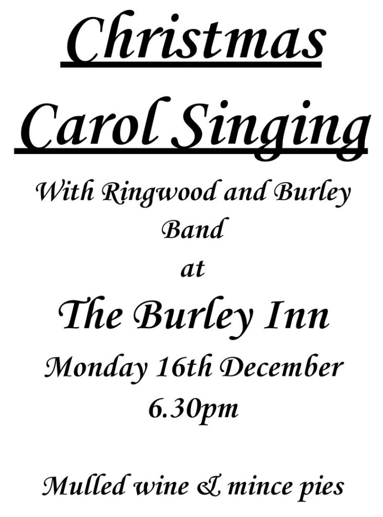 Carol Singing with Ringwood & Burley Band on Monday 16th December at 6:30pm